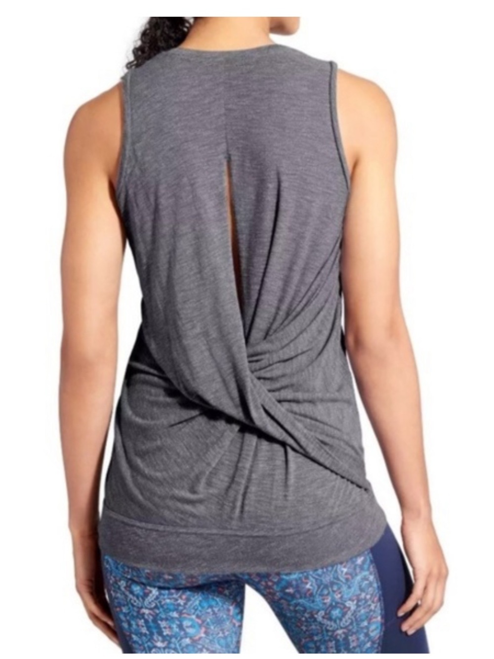 Athleta Gray Siro Sleeveless Twist Back Tank Top, Size M